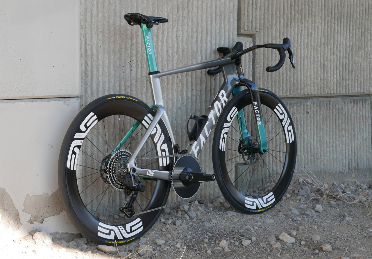 Factor ONE aero road bike on a ride at Lake Tahoe